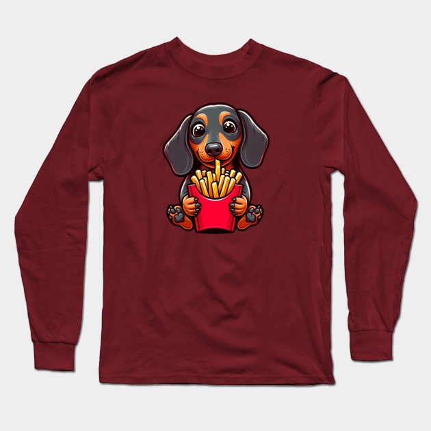 Fry-day Dachshund Long Sleeve T-Shirt by KarmicKal